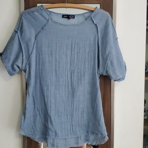 Cyn Jin Denim Blue Cotton Blouse